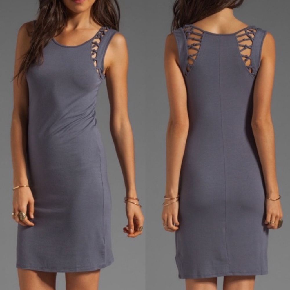 Free People Macramazing Bodycon Dress Dusk Grey Sz S